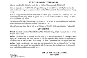 Quyết định 1772/QĐ-UBND 2011 cơ cấu tổ chức Sở Y tế Đắk Lắk