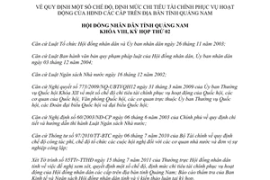 Nghị quyết 17/NQ-HĐND năm 2011 mức chi tiêu tài chính phục vụ Hội đồng nhân dân Quảng Nam