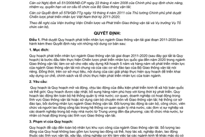 Quyết định 1576/QĐ-BGTVT  phê duyệt Quy hoạch phát triển nhân lực