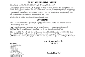 Quyết định 18/2011/QĐ-UBND Quy chế làm việc Uỷ ban nhân dân Lai Châu 2011 2016