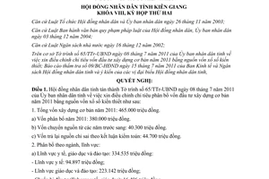 Nghị quyết 18/2011/NQ-HĐND điều chỉnh chỉ tiêu vốn đầu tư xây dựng cơ bản