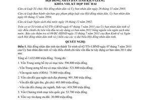 Nghị quyết 17/2011/NQ-HĐND điều chỉnh chỉ tiêu vốn đầu tư xây dựng cơ bản