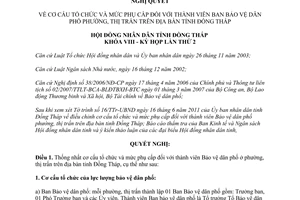 Nghị quyết 48/2011/NQ-HĐND tổ chức mức phụ cấp đối với thành viên Bảo vệ