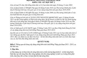 Nghị quyết 52/2011/NQ-HĐND xây dựng nông thôn mới 2011 - 2015 tỉnh Đồng Tháp