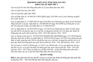 Nghị quyết 18/2011/NQ-HĐND Quy định mức thu học phí các cơ sở giáo dục quốc dân