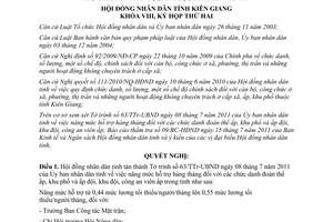 Nghị quyết 19/2011/NQ-HĐND hỗ trợ hàng tháng đối với chức danh ở ấp khu phố