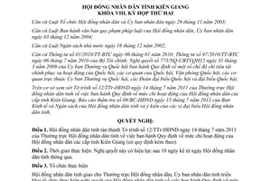 Nghị quyết16/2011/NQ-HĐND về mức chi hoạt động của HĐND tỉnh Kiên Giang