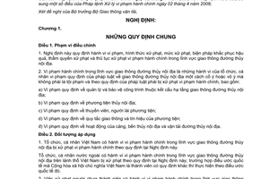 Nghị định 60/2011/NĐ-CP xử phạt vi phạm hành chính trong lĩnh vực giao thông