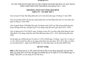 Nghị quyết 13/2011/NQ-HĐND phê duyệt cơ chế chính sách hỗ trợ đầu tư xây dựng