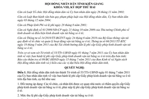 Nghị quyết 22/2011/NQ-HĐND lệ phí cấp Giấy phép kinh doanh vận tải bằng xe ô tô