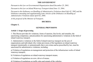 Decree No. 60/2011/ND-CP providing for sanction of administrative violtions