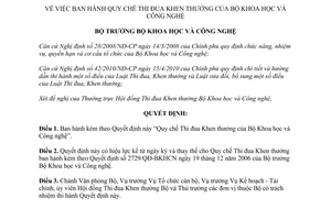 Quyết định 2120/QĐ-BKHCN  Quy chế Thi đua Khen thưởng