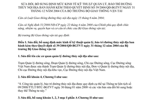 Thông tư 48/2011/TT-BGTVT sửa đổi định mức kinh tế kỹ thuật quản lý, bảo trì