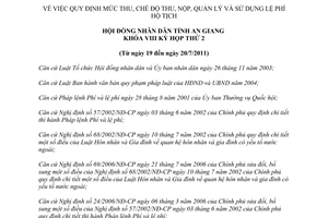 Nghị quyết 05/2011/NQ-HĐND thu nộp quản lý sử dụng lệ phí hộ tịch An Giang