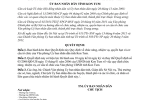 Quyết định 17/2011/QĐ-UBND Quy định chức năng nhiệm vụ quyền hạn cơ cấu