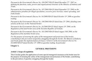 Circular No. 28/2011/TT-BCT guiding the management of gasoline trading