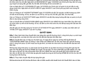 Quyết định 1336/2011/QĐ-UBND đơn giá bồi thường nhà ở, công trình