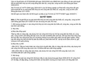 Quyết định 1582/QĐ-UBND 2011 Đề án rà soát phát triển thủy lợi nhỏ dân tộc thiểu số Lâm Đồng