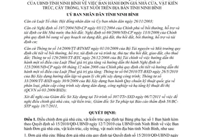 Quyết định 06/2011/QĐ-UBND điều chỉnh đơn giá nhà cửa, vật kiến trúc