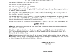 Quyết định 37/2011/QĐ-UBND  quản lý, cung cấp, sử dụng dịch vụ Internet