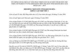 Nghị quyết 12/2011/NQ-HĐND chính sách cho vay vốn phát triển sản xuất