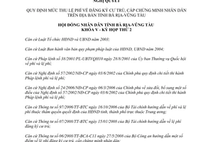 Nghị quyết 26/2011/NQ-HĐND mức thu lệ phí đăng ký cư trú