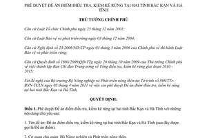 Quyết định 1240/QĐ-TTg phê duyệt Đề án điểm điều tra, kiểm kê rừng