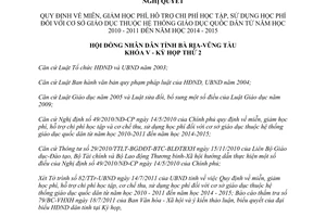 Nghị quyết 28/2011/NQ-HĐND quy định miễn giảm học phí hỗ trợ chi phí học tập