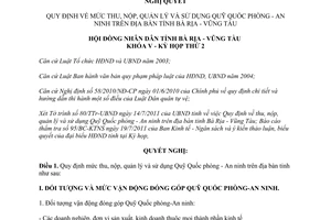 Nghị quyết 20/2011/NQ-HĐND mức thu, nộp, quản lý và sử dụng Quỹ Quốc phòng