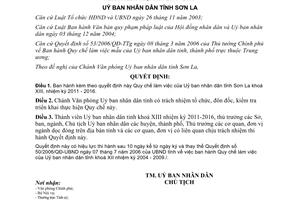 Quyết định 11/2011/QĐ-UBND quy chế làm việc Uỷ ban nhân dân Sơn La