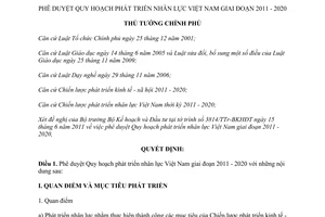 Quyết định 1216/QĐ-TTg  phê duyệt Quy hoạch phát triển nhân lực Việt Nam