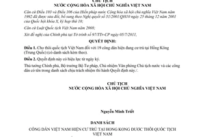 Quyết định 1150/QĐ-CTN cho thôi quốc tịch Việt Nam