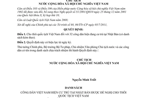 Quyết định 1147/QĐ-CTN  cho thôi quốc tịch Việt Nam