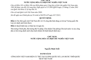 Quyết định 1149/QĐ-CTN cho thôi quốc tịch Việt Nam
