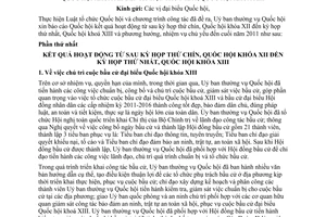 Báo cáo 758/BC-UBTVQH12 công tác từ sau kỳ họp thứ chín, Quốc hội khóa XII