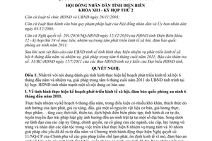 Nghị quyết 245/2011/NQ-HĐND nhiệm vụ phát triển kinh tế xã hội Điện Biên