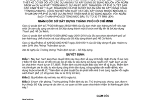 Quyết định 874/QĐ-SXD-TĐDA  Quy định quy trình tiếp nhận thụ lý hồ sơ