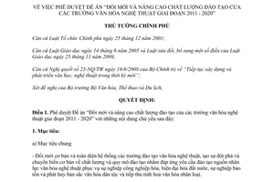 Quyết định 1243/QĐ-TTg phê duyệt Đề án Đổi mới và nâng cao chất lượng giáo dục