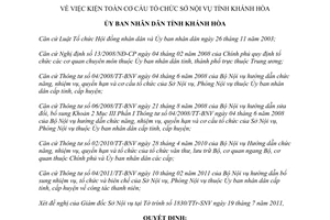 Quyết định 1949/QĐ-UBND 2011 kiện toàn cơ cấu tổ chức Sở Nội vụ Khánh Hòa