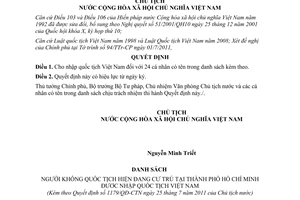 Quyết định 1179/QĐ-CTN cho nhập quốc tịch Việt Nam