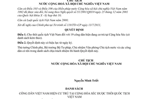 Quyết định 1181/QĐ-CTN cho thôi quốc tịch Việt Nam