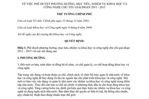 Quyết định 1244/QĐ-TTg phê duyệt phương hướng, mục tiêu, nhiệm vụ khoa học