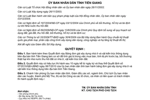 Quyết định 21/2011/QĐ-UBND Bảng đơn giá xây dựng nhà ở và vật kiến trúc