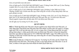 Quyết định 970/QĐ-KTNN năm 2011 về thành lập Kiểm toán Nhà nước chuyên ngành Ia