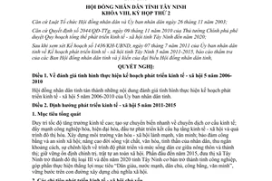 Nghị quyết 33/2011/NQ-HĐND Kế hoạch phát triển kinh tế xã hội Tây Ninh 2011 2015