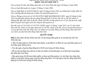 Nghị quyết số 30/2011/NQ-HĐND chính sách với lực lượng dân quân tự vệ Tây Ninh