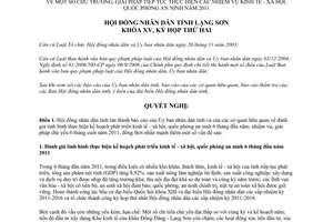 Nghị quyết 47/2011/NQ-HĐND thực hiện nhiệm vụ kinh tế xã hội quốc phòng an ninh 2011 Lạng Sơn