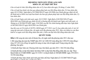 Nghị quyết 48/2011/NQ-HĐND bổ sung dự toán thu chi ngân sách địa phương 2011 Lạng Sơn