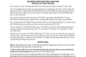 Nghị quyết số 50/2011/NQ-HĐND chi `hỗ trợ phổ cập giáo dục mầm non Lạng Sơn