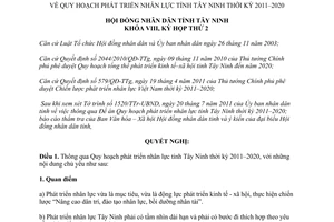 Nghị quyết 26/2011/NQ-HĐND Quy hoạch phát triển nhân lực Tây Ninh 2011-2020
